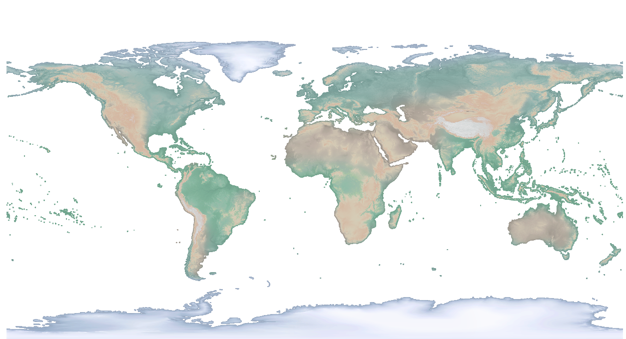 Cross Blended Hypso Map of World